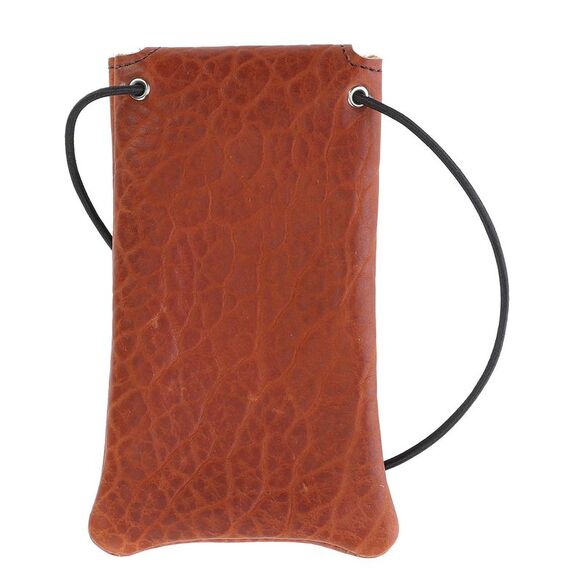 Boston Leather Textured Bison Leather Eyeglass Case with Neck String - Picture 2 of 3